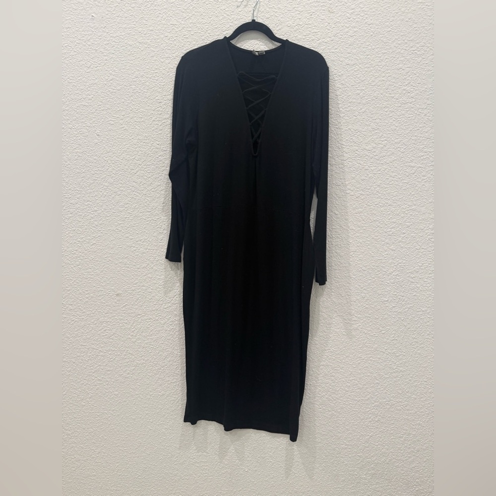 ASOS Black Long Sleeve Dress with Crisscross Detail